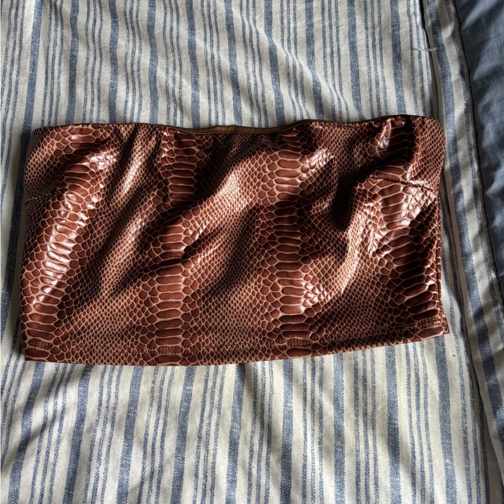 Windsor Brown Snake Print Strapless Top